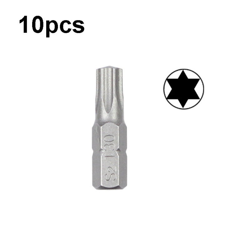 10pcs Electric Screwdriver Short Batch Head Strong Magnetic Driver Head, Series: Without Hole Torx T30