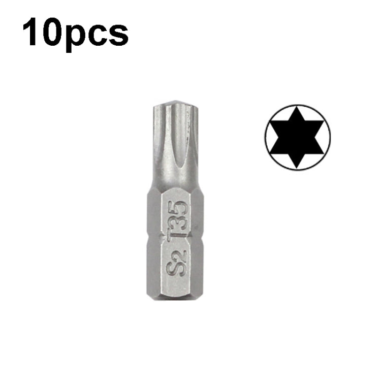 10pcs Electric Screwdriver Short Batch Head Strong Magnetic Driver Head, Series: Without Hole Torx T35
