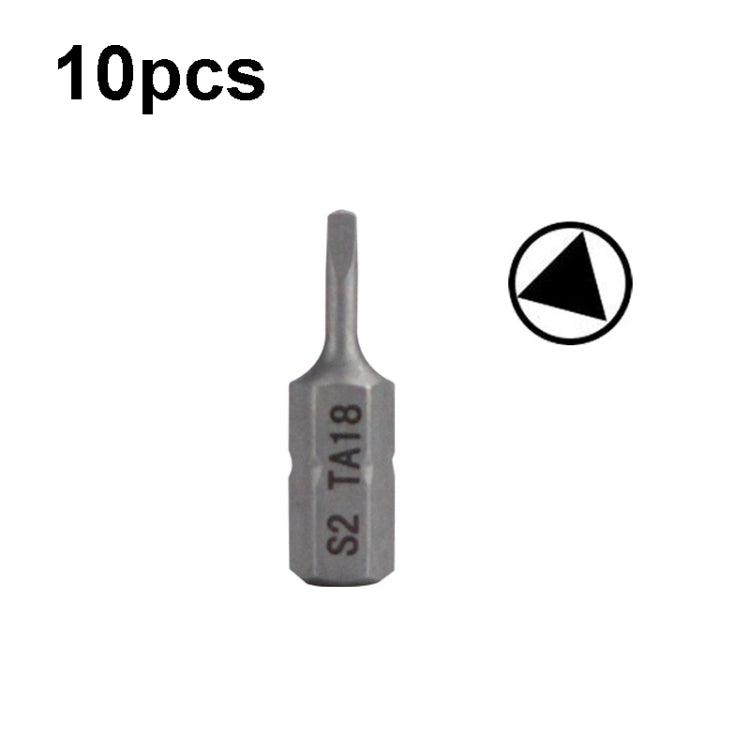 10pcs Electric Screwdriver Short Batch Head Strong Magnetic Driver Head, Series: Triangle TA18
