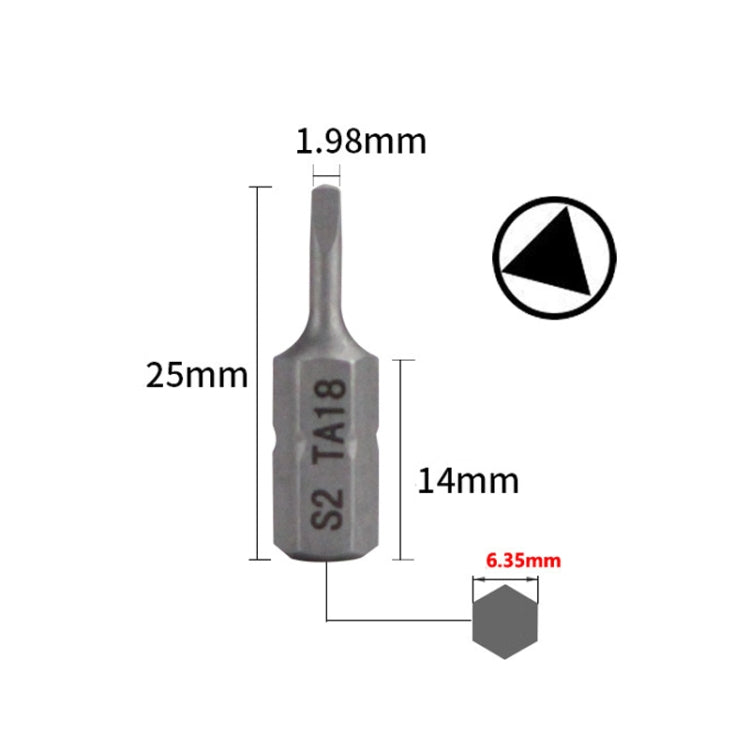 10pcs Electric Screwdriver Short Batch Head Strong Magnetic Driver Head, Series: Triangle TA18