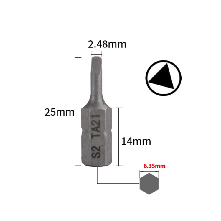 10pcs Electric Screwdriver Short Batch Head Strong Magnetic Driver Head, Series: Triangle TA21
