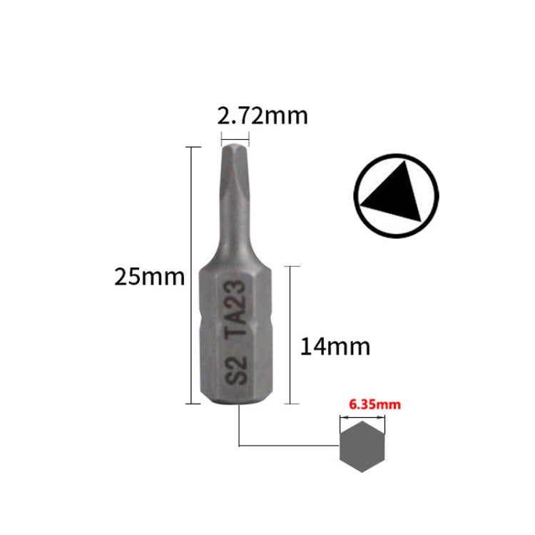 10pcs Electric Screwdriver Short Batch Head Strong Magnetic Driver Head, Series: Triangle TA23