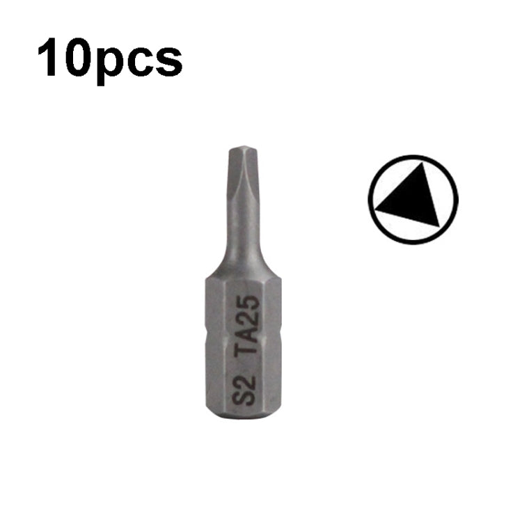 10pcs Electric Screwdriver Short Batch Head Strong Magnetic Driver Head, Series: Triangle TA25