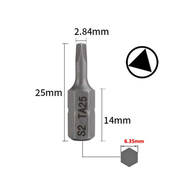 10pcs Electric Screwdriver Short Batch Head Strong Magnetic Driver Head, Series: Triangle TA25