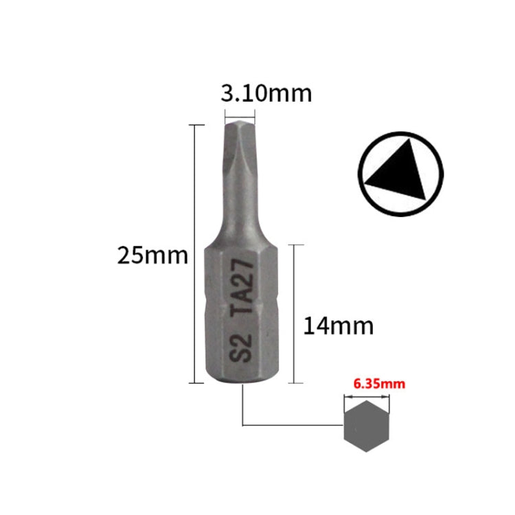 10pcs Electric Screwdriver Short Batch Head Strong Magnetic Driver Head, Series: Triangle TA27