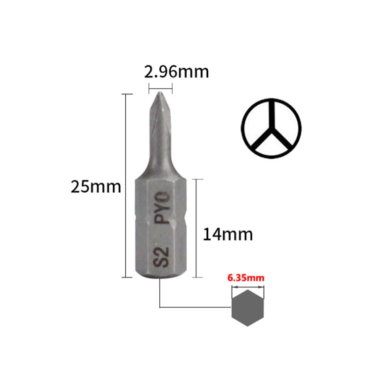 10pcs Electric Screwdriver Short Batch Head Strong Magnetic Driver Head, Series: Y Shape PY0