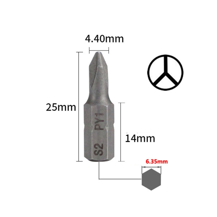 10pcs Electric Screwdriver Short Batch Head Strong Magnetic Driver Head, Series: Y Shape PY1