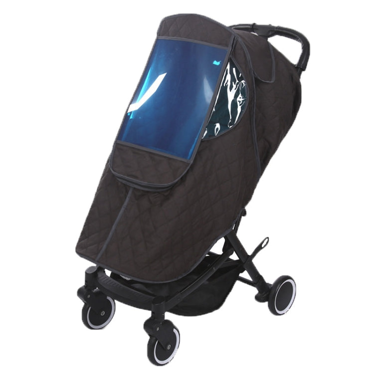 Universal Stroller Windshield and Warm Cover Brown Thickened Plus Cotton Rain Cover