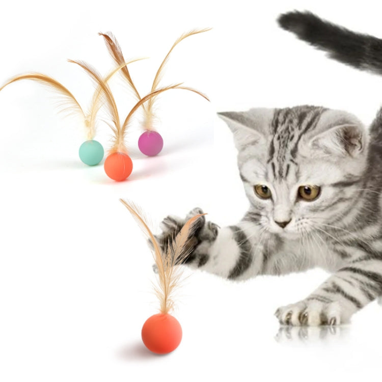 5pcs Elastic Ball Feather Cat Teaser Stick High Elastic Cat Toy