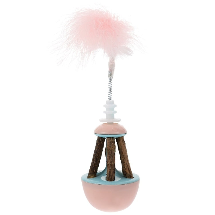 2pcs Wooden Polygonum Feather Amusing Cat Tumbler Cat Toy, Size: 24x6cm