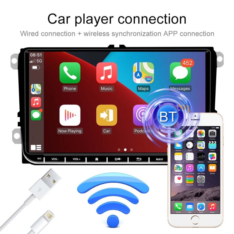 A2743 For Volkswagen 1+16G 9-inch Central Control Large Screen With Carplay Car Android10.0 Navigator Player, Style: Standard+8Lights Camera