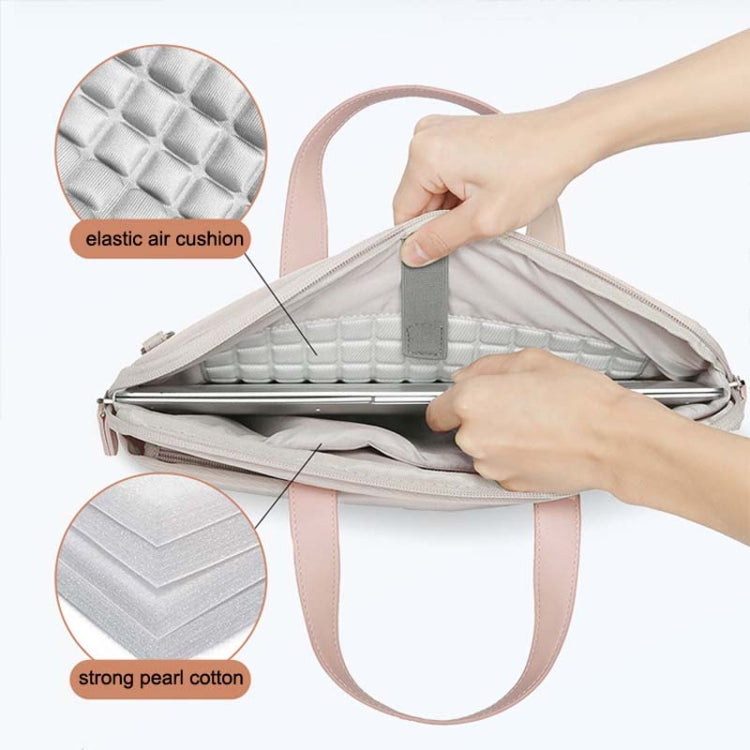 For MacBook 13.3-14 Inches MAHOO 10188 Ultra-Thin Hand Computer Bag Messenger Laptop Bag, Color: Khaki+Gray PU Power Bag