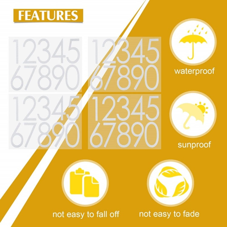 5pcs Night Reflective Mailbox Digital Number Waterproof Sticker, Size: 3 inches(White)