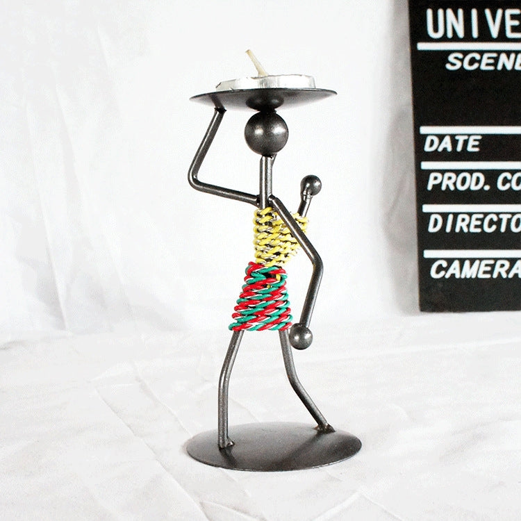 Retro Wrought Iron Man-shaped Candlestick Ornament Restaurant Table Decoration Props, Color: 21