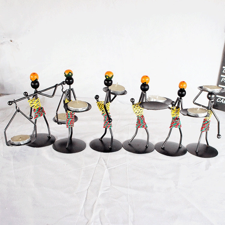 Retro Wrought Iron Man-shaped Candlestick Ornament Restaurant Table Decoration Props, Color: 21