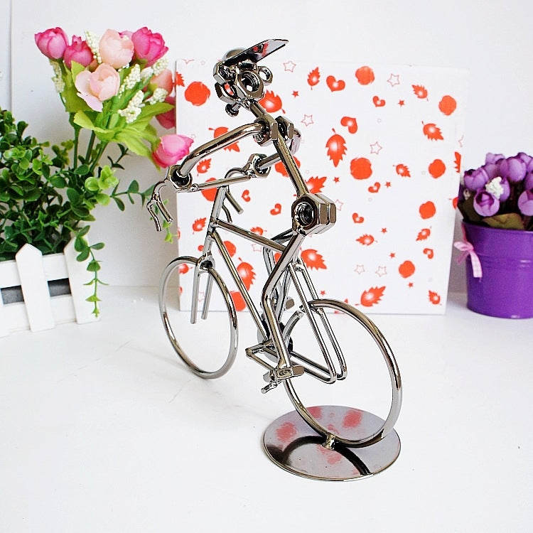 Q003 Metal Crafts Wrought Iron Bicycle Model Ornament(24 x 5 x 17cm)