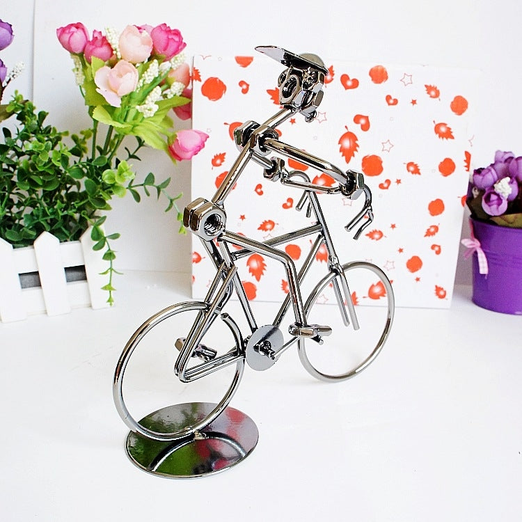 Q003 Metal Crafts Wrought Iron Bicycle Model Ornament(24 x 5 x 17cm)