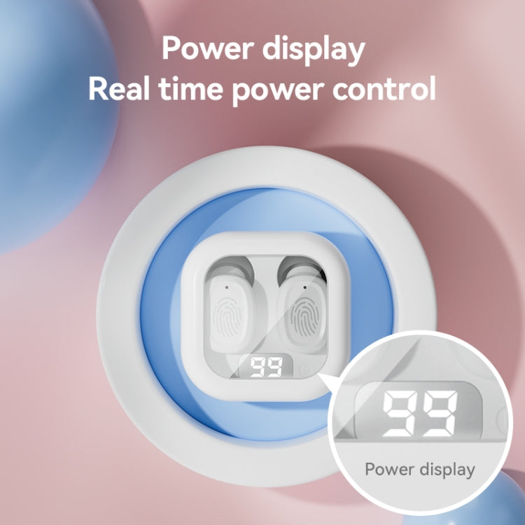 With Charging Bin Stereo Wireless Bluetooth Earphones, Style: BY18 Digital Display White