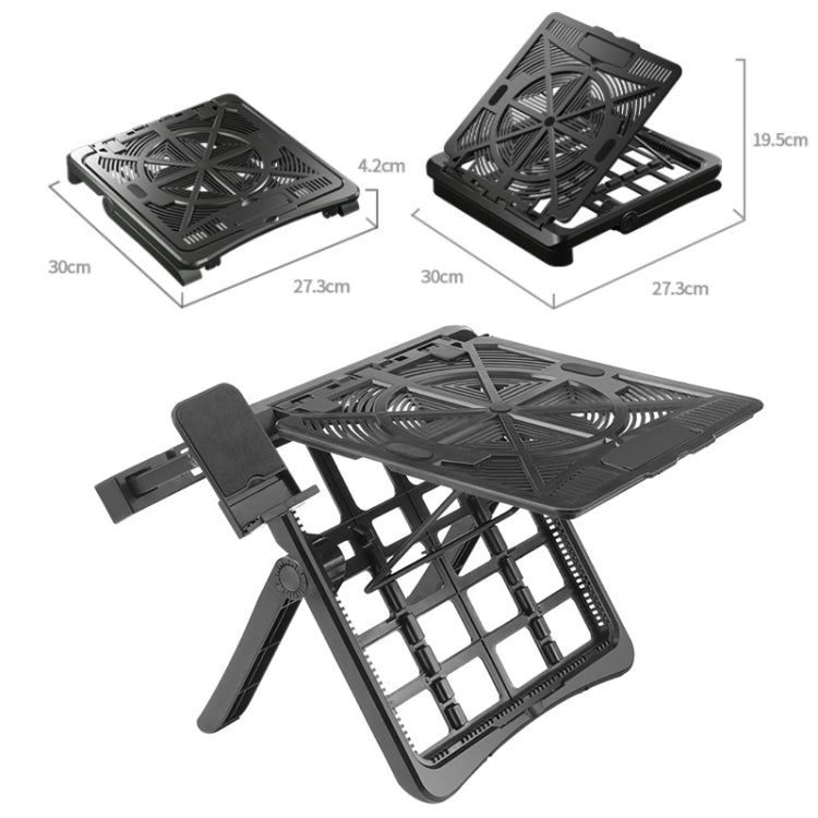 Multifunctional Folding Laptop Desktop Heat Dissipation Heightening Bracket(Black)