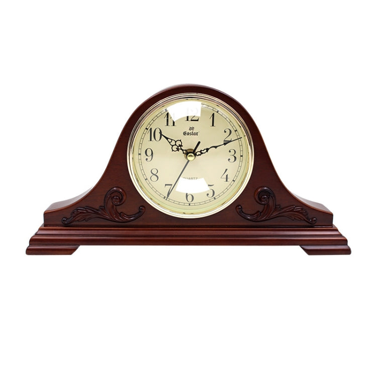 M8022 Table Simple Wooden Clock Retro Living Room Bedroom Small Table Clock(Brown)