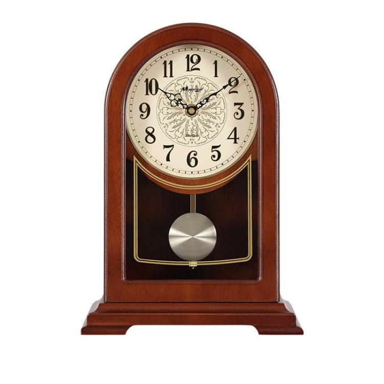 Arabic Numerals Solid Wood Table Clock Living Room Simple Mute Desktop Clock Retro Quartz Clock