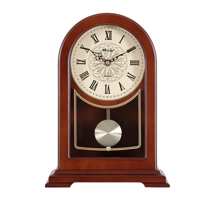 Roman Numerals Solid Wood Table Clock Living Room Simple Mute Desktop Clock Retro Quartz Clock