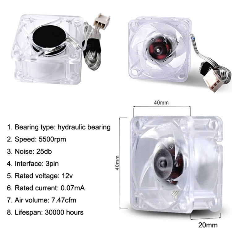 2pcs Ice Crystal F46 3-pin Transparent Fan Main Board Heat Dissipation Hydraulic Bearing For North And South Bridge(White)