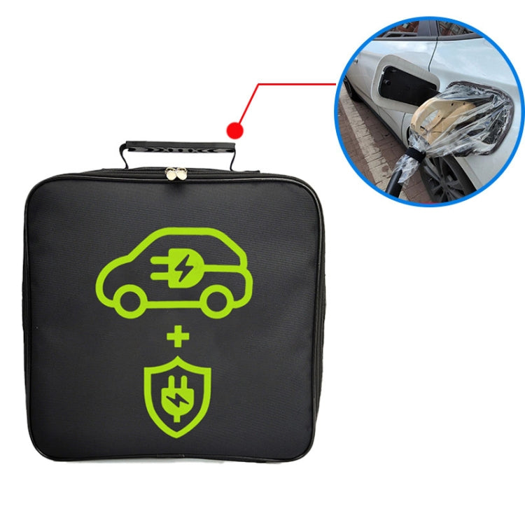 Double Layer Car Charging Cable Storage Bag Carry Bag For Electric Vehicle Charger , With Rainproof Cover (Transparent)