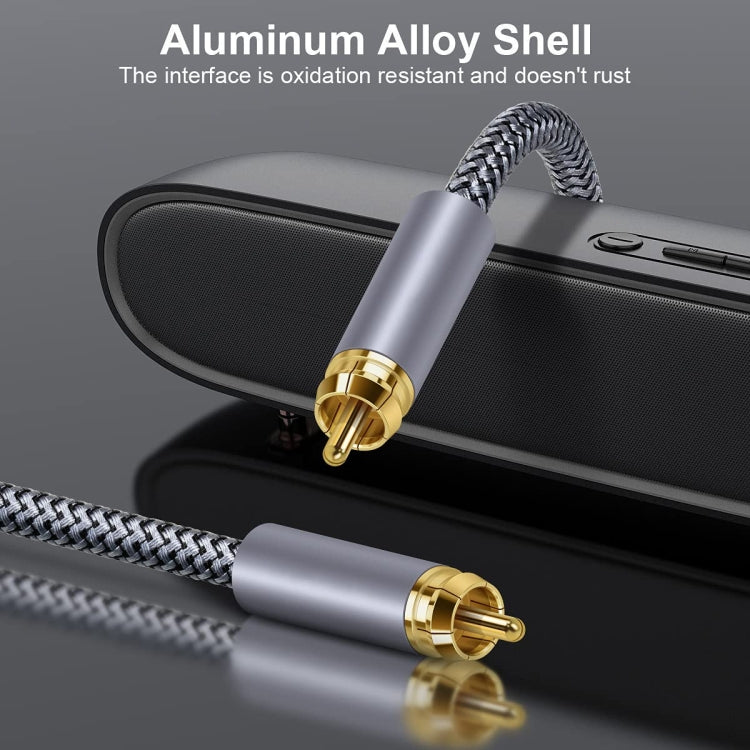 15m Pure Copper RCA Coaxial HIFI Digital Audio Cable SPDIF Subwoofer Speaker Cable(Silver Gray)