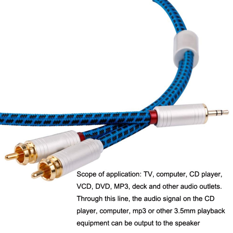 15m Gold Plated 3.5mm Jack to 2 x RCA Male Stereo Audio Cable(Pearl Silver)