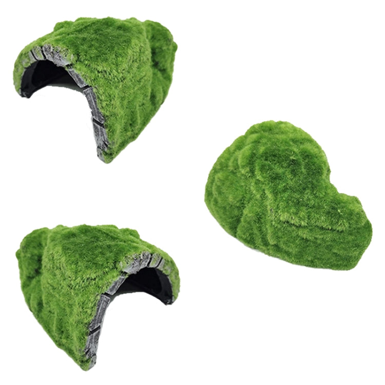 ZR7661 Flocked Caple Box Turtle Hiding Nest Moss Cave Turtle Cave Sunbed