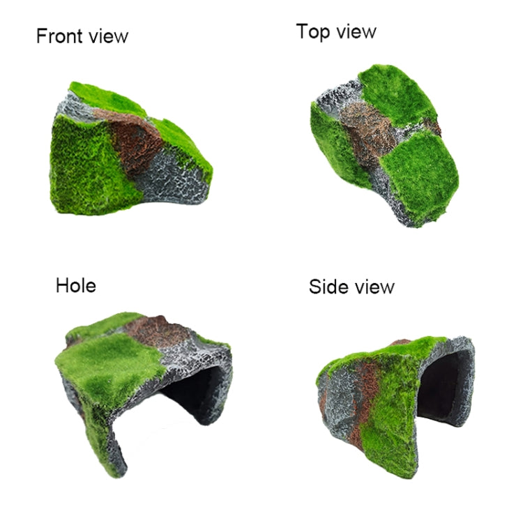 ZR647 Flocked Caple Box Turtle Hiding Nest Moss Cave Turtle Cave Sunbed