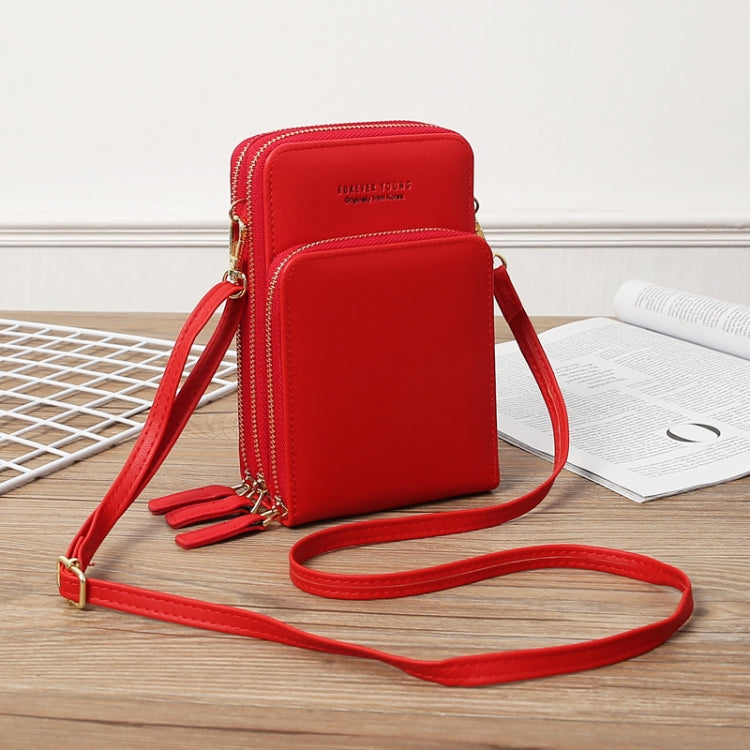 Women Bag Three-Layer Zipper Bag Mirror Touch Screen Large Capacity Crossbody Bag