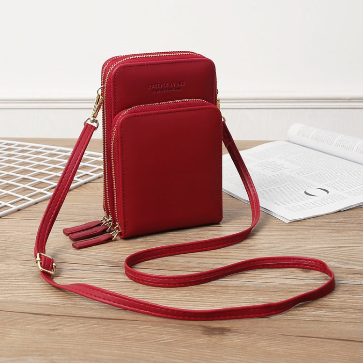 Women Bag Three-Layer Zipper Bag Mirror Touch Screen Large Capacity Crossbody Bag