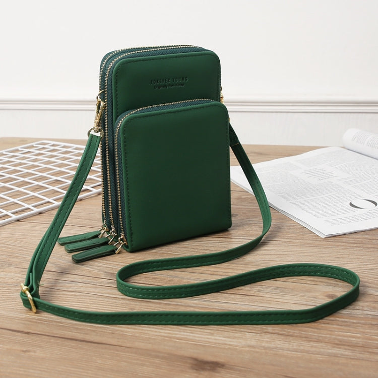 Women Bag Three-Layer Zipper Bag Mirror Touch Screen Large Capacity Crossbody Bag