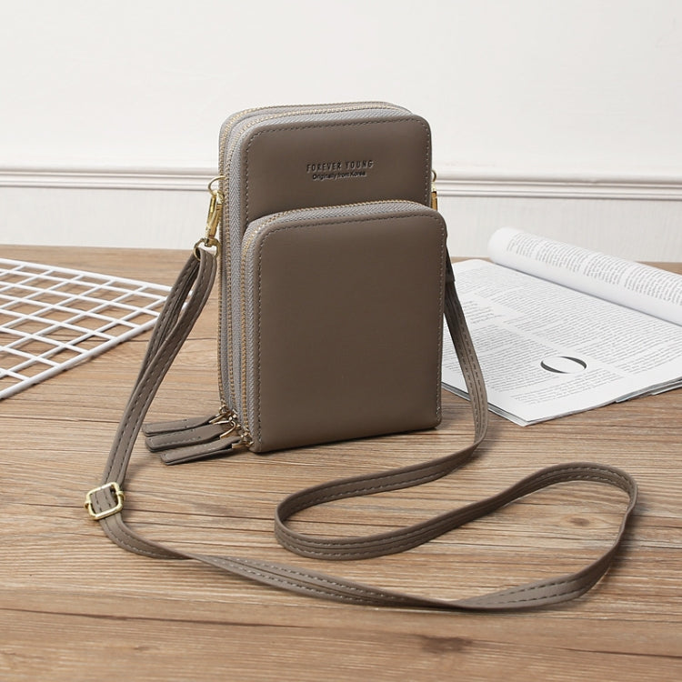 Women Bag Three-Layer Zipper Bag Mirror Touch Screen Large Capacity Crossbody Bag