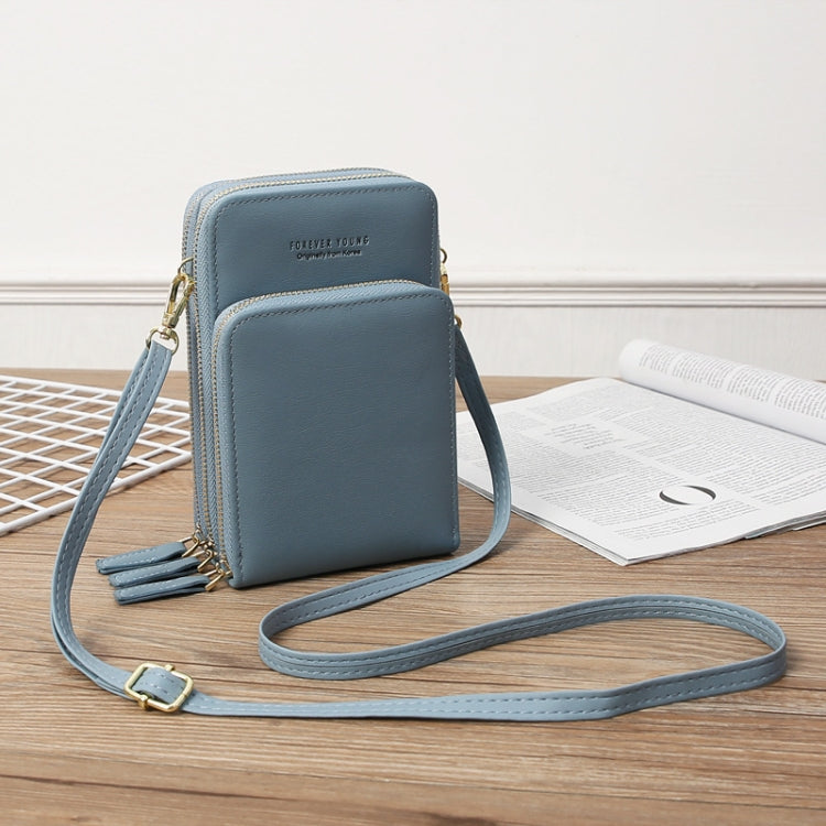 Women Bag Three-Layer Zipper Bag Mirror Touch Screen Large Capacity Crossbody Bag