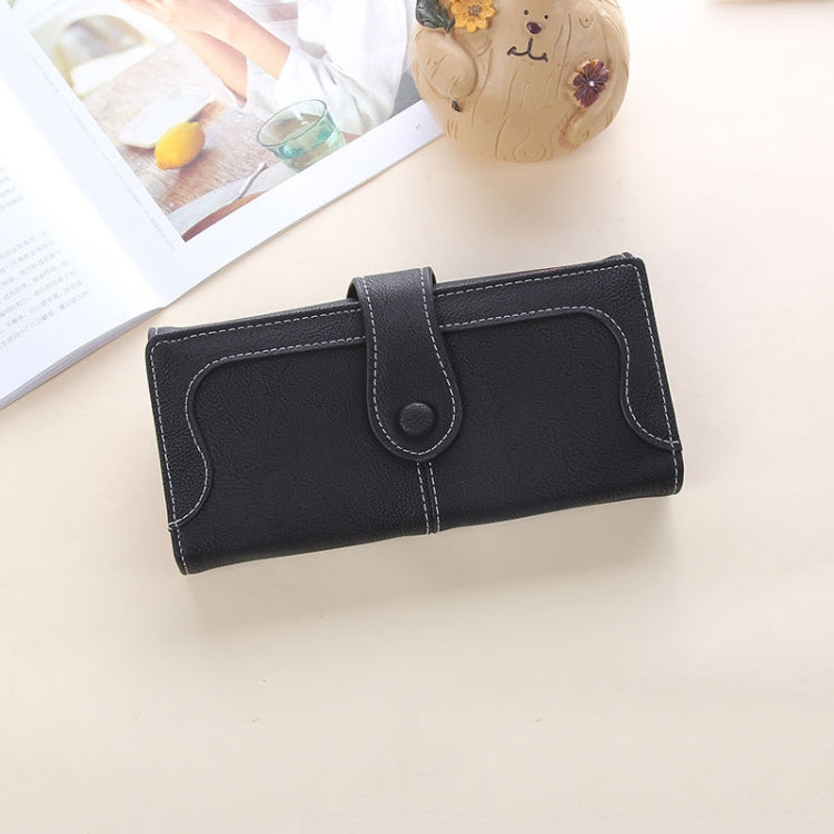 Women Long Wallet Vintage Frosted Splicing Leather Wallet