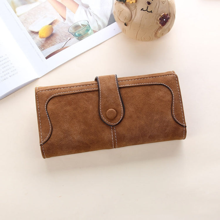Women Long Wallet Vintage Frosted Splicing Leather Wallet