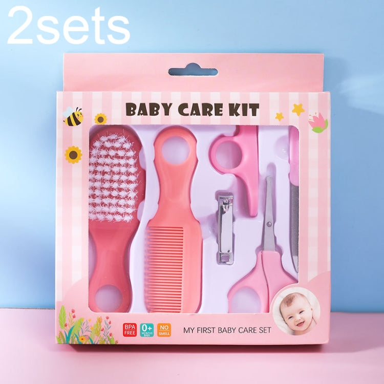2sets 6 in 1 Baby Care Cleaning Kit Nail Scissors Combination Set, Color: Pink
