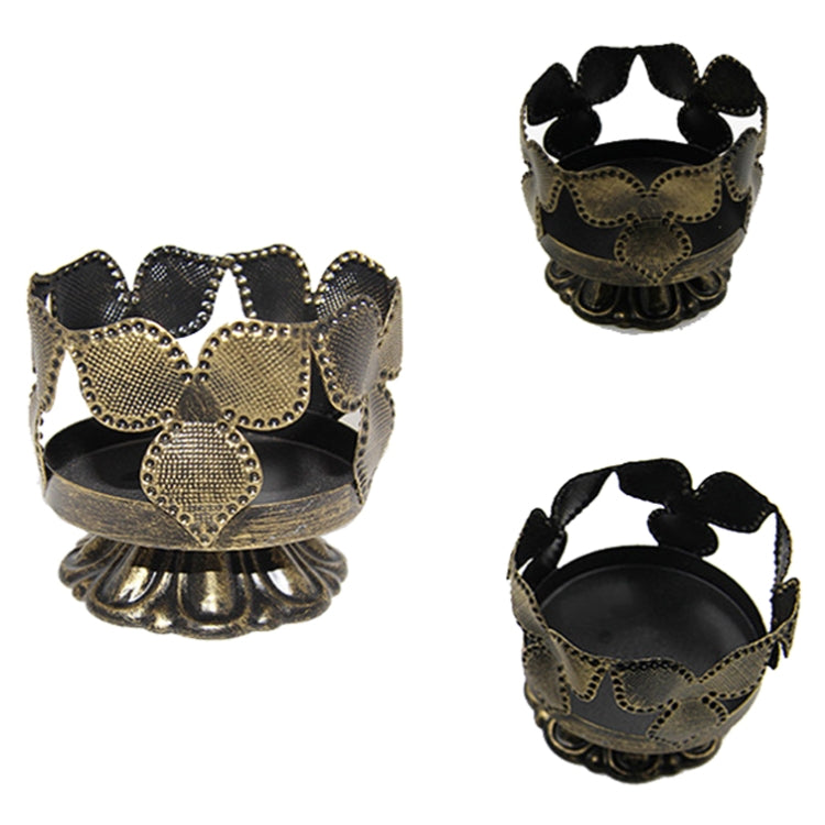 DH2303-08 Retro Hollow Carved Candlesticks Atmosphere Decoration Ornaments Metal Jewelry Storage Rack