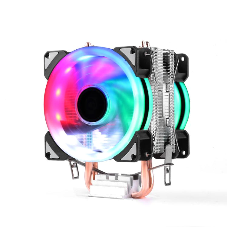 Desktop Computer Double Copper Tube CPU Radiator Super Quiet Color Light 3-pin Double Fan
