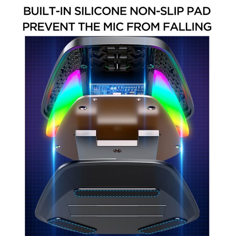 USB Gaming Microphone Built In Sound Card 5 Voice Changing Modes with RGB Lighting