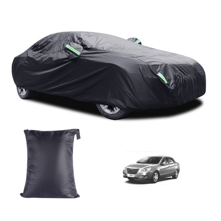 190T Silver Coated Cloth Car Rain Sun Protection Car Cover with Reflective Strip, Size: