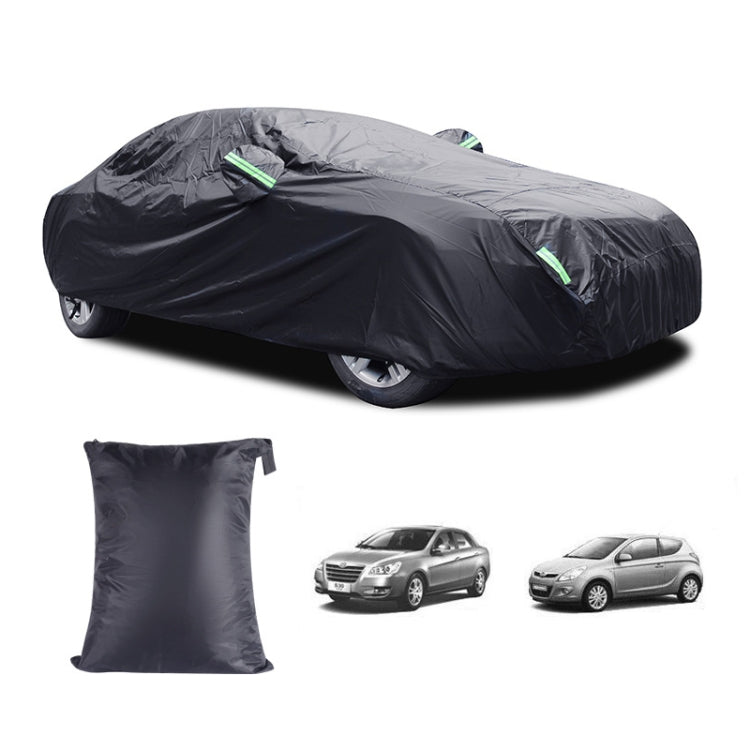190T Silver Coated Cloth Car Rain Sun Protection Car Cover with Reflective Strip, Size: