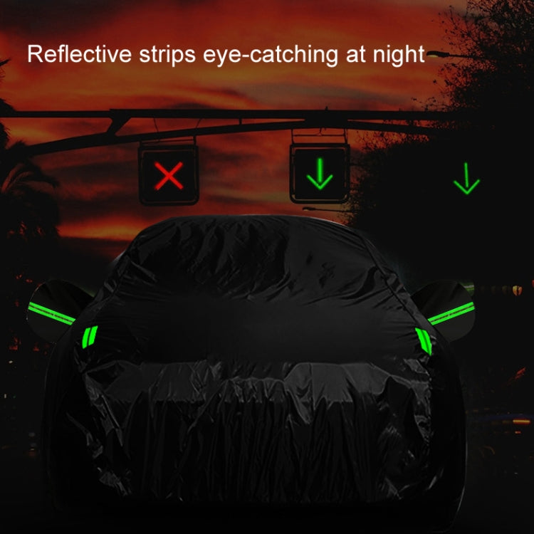 190T Silver Coated Cloth Car Rain Sun Protection Car Cover with Reflective Strip, Size: