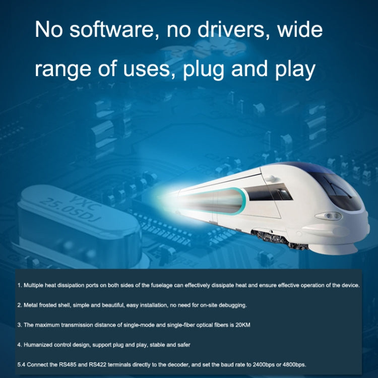 1pair YH-VD48508 SC 8-way Bidirectional Data Network Optical Transceiver Fiber Optic Transceiver(Black)