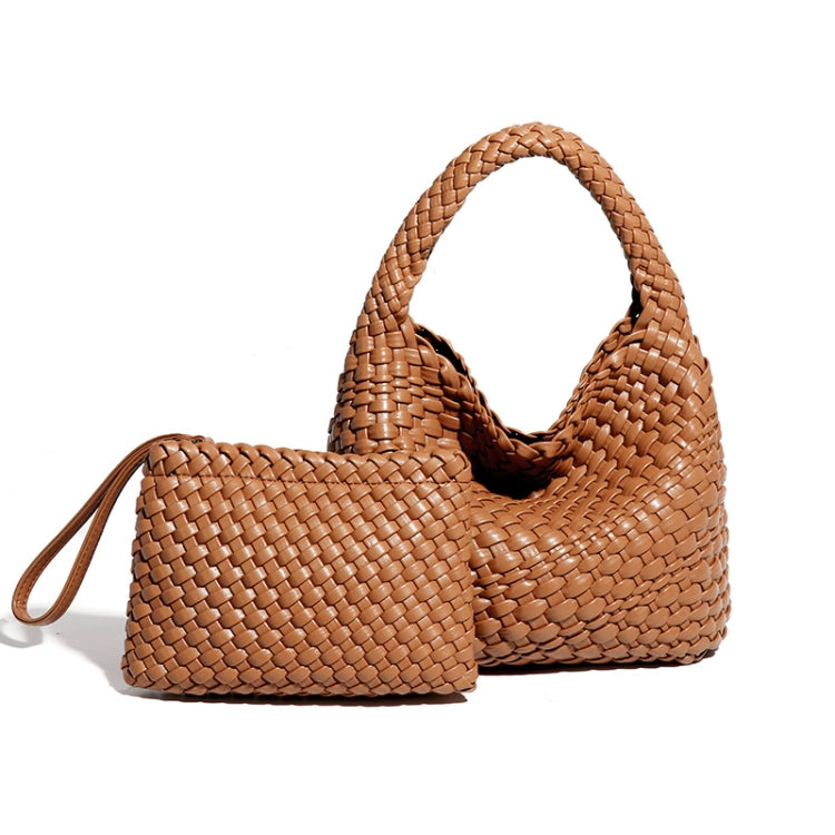 PU Leather Hand-woven Handbag 2 in 1 Single-shoulder Messenger Bag