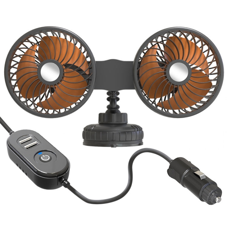 F6026 Large Suction Cup Vehicle-Mounted Double-Head Fan, Model: