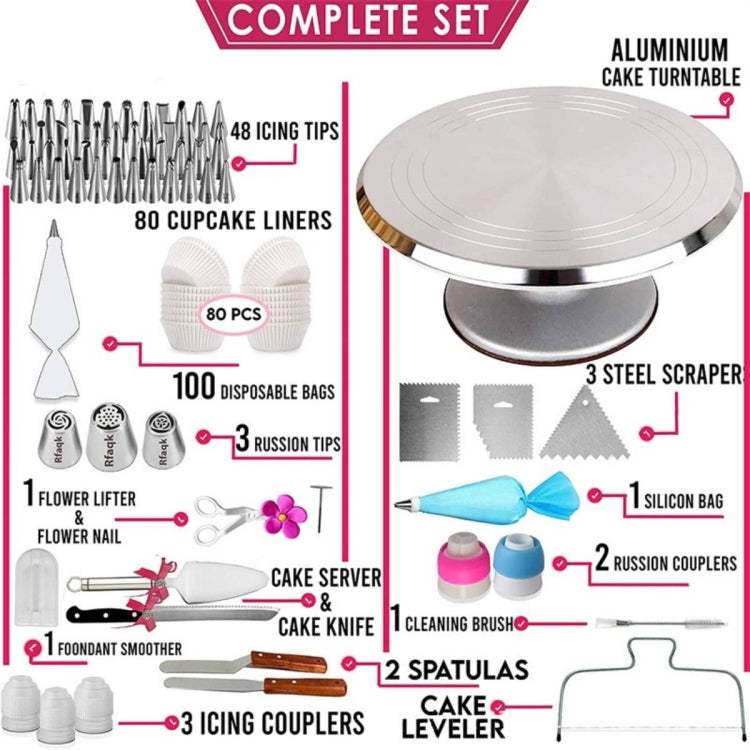 250 In 1 Aluminum Alloy Cake Turntable Piping Tip Set DIY Baking Tools